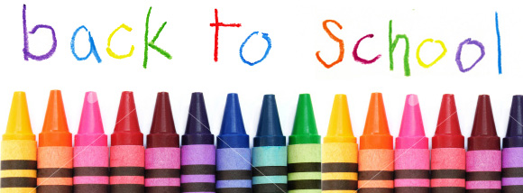 the words "back to school" over crayons