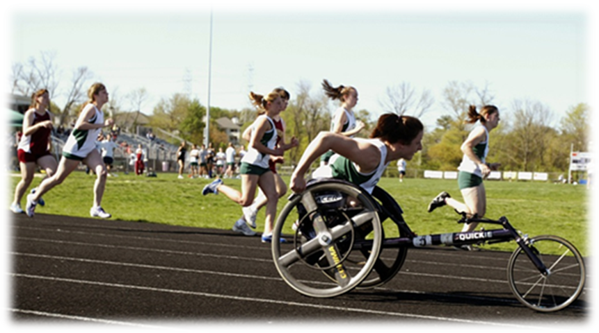 students participate in an inclusive track meet race
