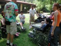 Photo of a group of wheelchair users in the park.