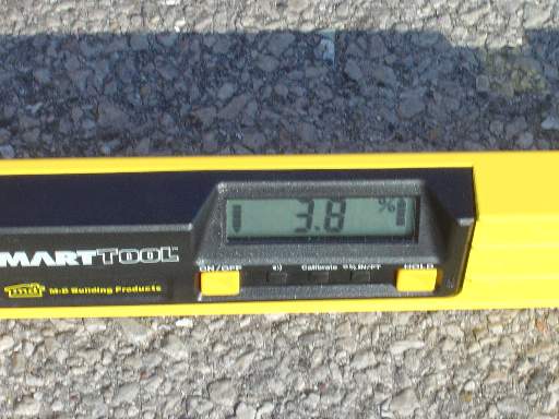 Photo of a Smart Tool which indicates the slope of the parking lot