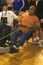 Earl Jordon attempts rowing for the first time ever at CIRC’s February 16, 2008 Adaptive Exhibition