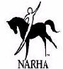 NARHA Logo: Person seated on a black horse