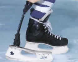 Adapted ice skates for individual with left leg amputation