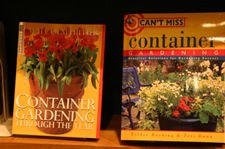 Two representative book covers about container gardening.