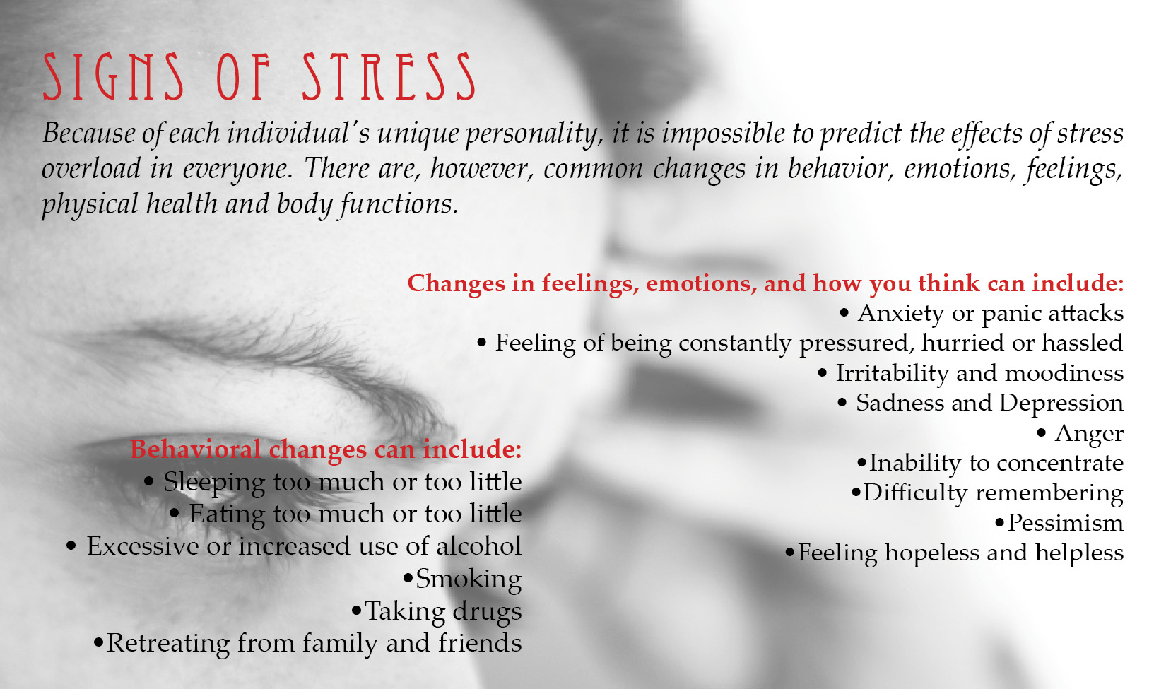 image displaying several signs of stress