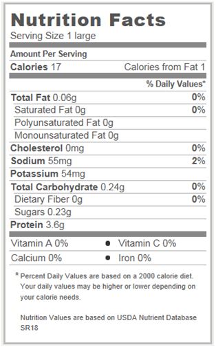 nutritional information for egg whites