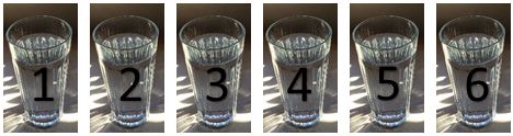 6 glasses of water