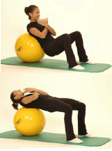 A demonstration of the Table Top exercise  using the exercise ball.