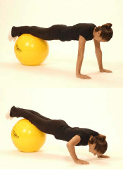 A demonstration of the Push-Up using the exercise ball  to balance on.