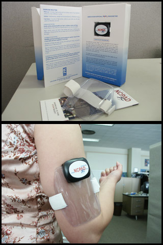 Photo of NCPAD’s pedometer with armband