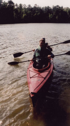 Image of author in Pontoon Boat