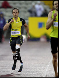 Oscar Pistorius running in a marathon