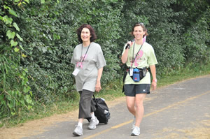 Two participants walking during the Breast Cancer 3-Day Walk