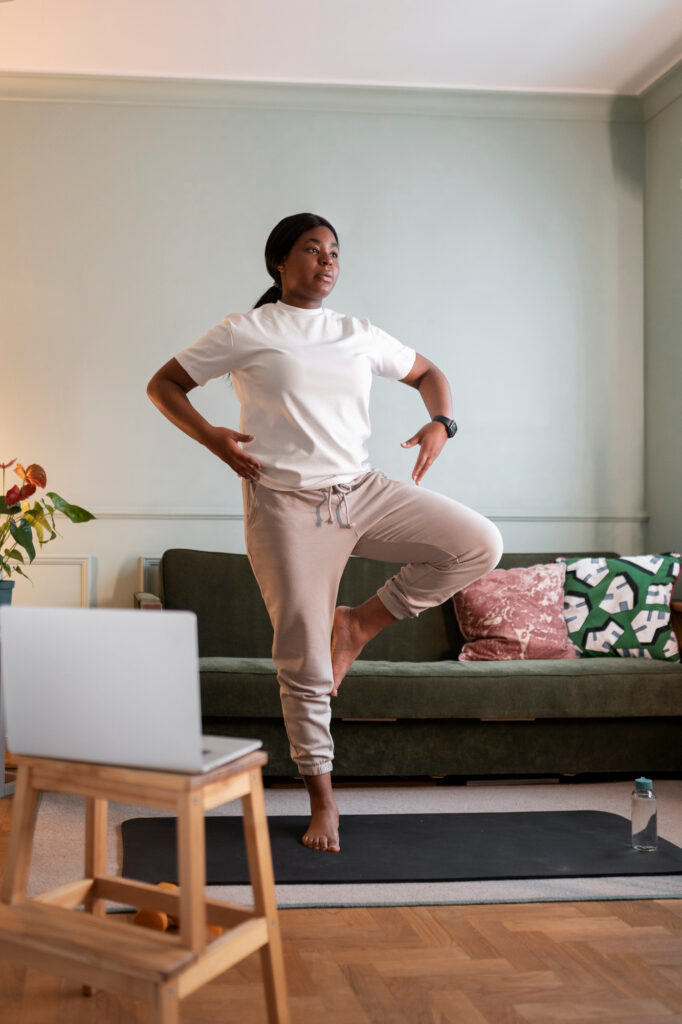 woman dancing at home
