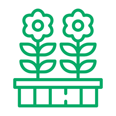 Flowers in a raised bed